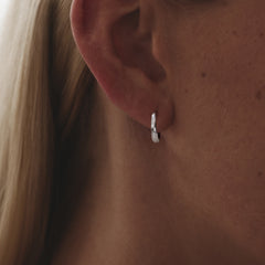 Short Micro Pavé Huggies Lab Diamond Earrings 0.25ct in 925 Silver