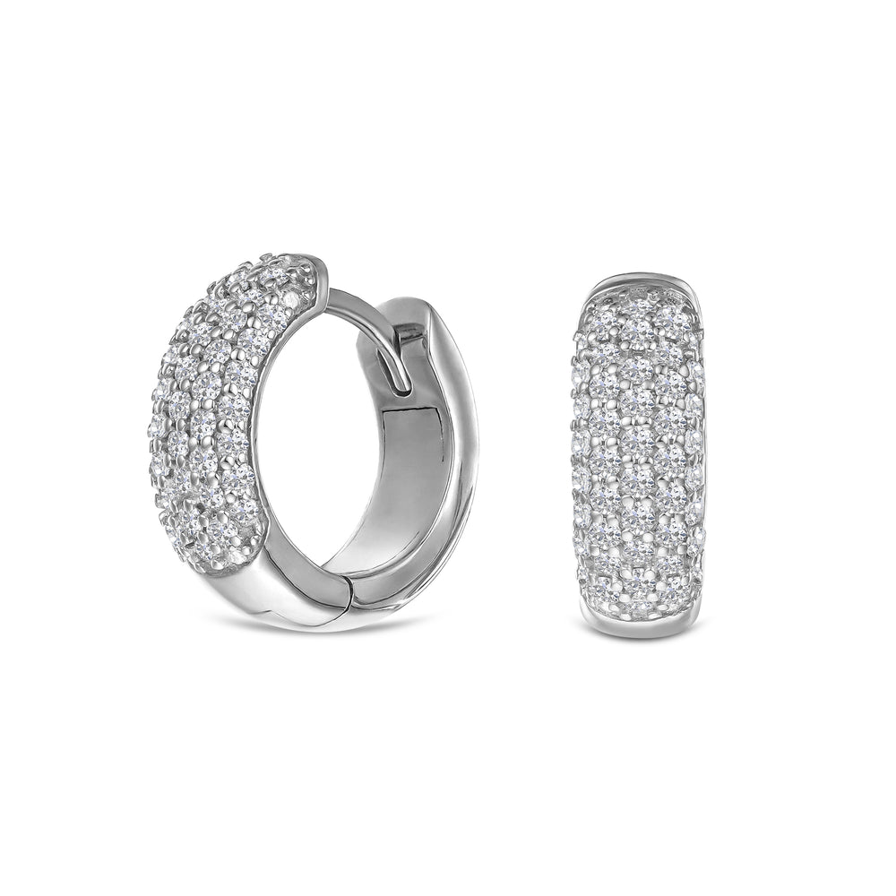 Micro Pave Huggies Lab Diamond Earrings 0.55ct in 925 Silver