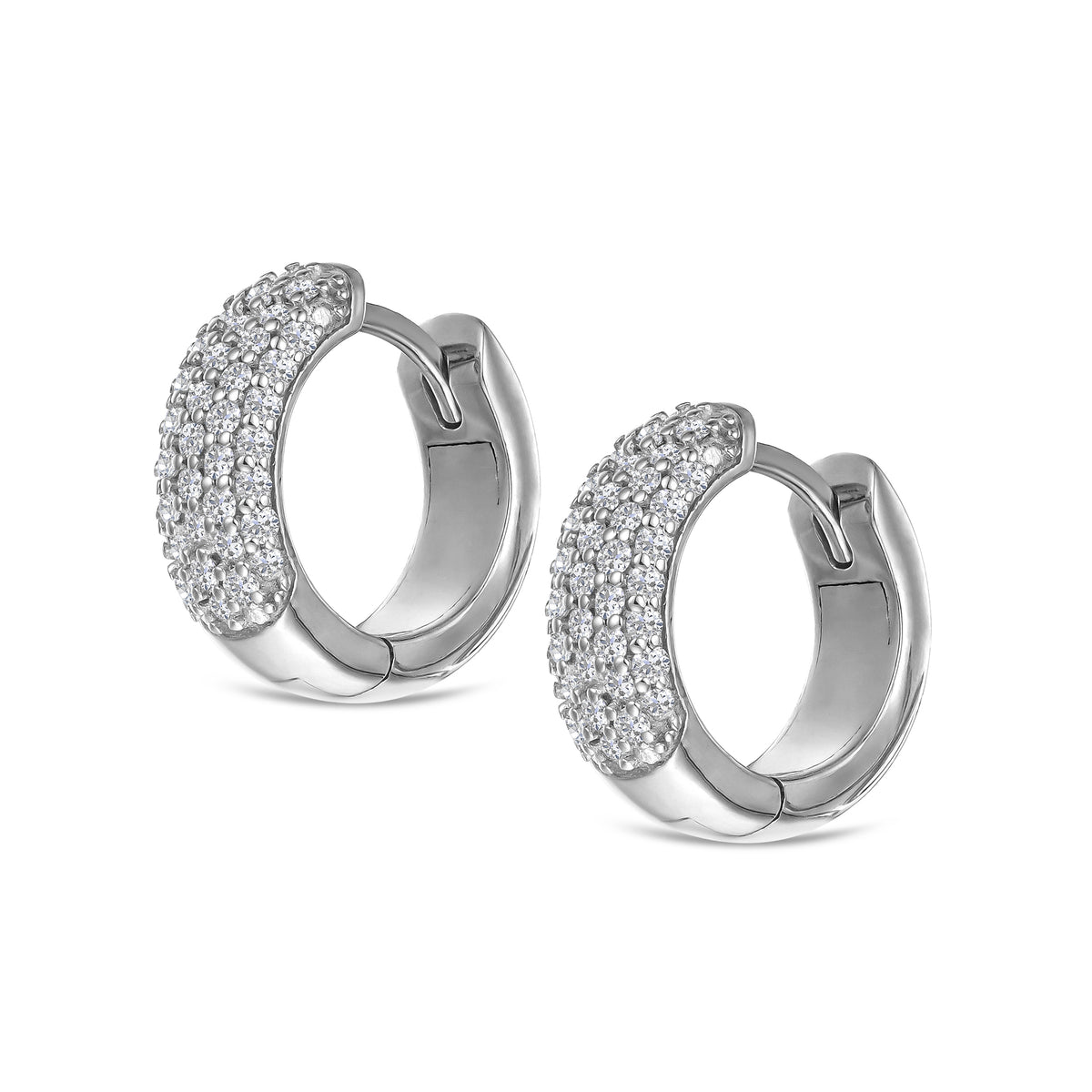 Micro Pave Huggies Lab Diamond Earrings 0.55ct in 925 Silver