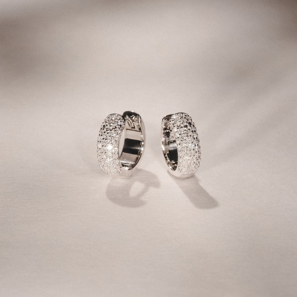 Micro Pave Huggies Lab Diamond Earrings 0.55ct in 925 Silver