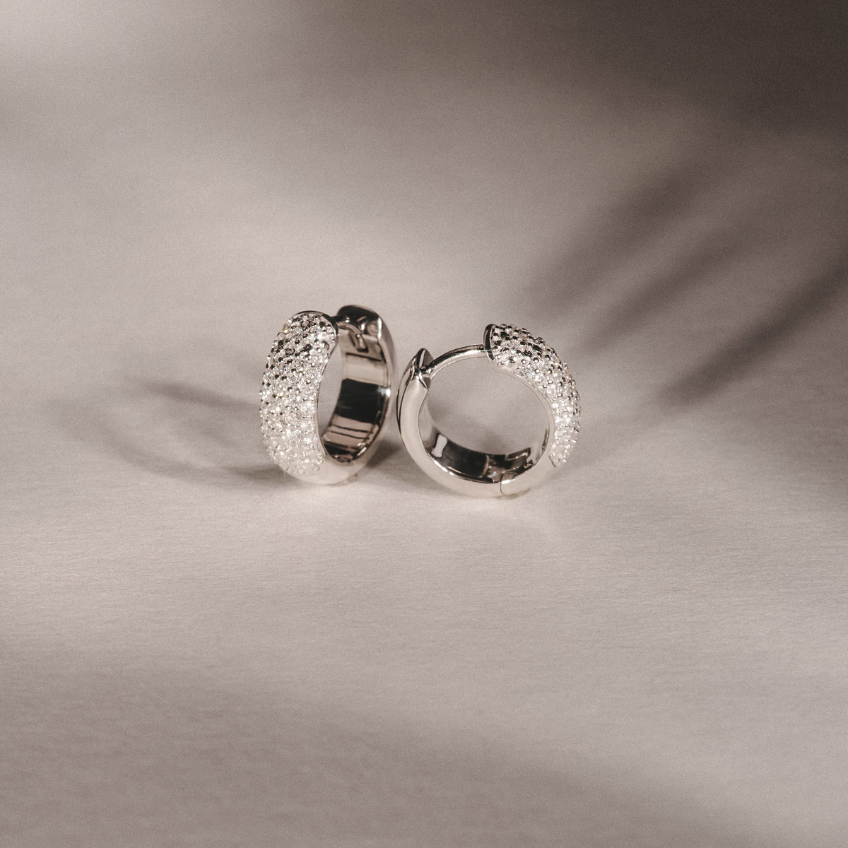 Micro Pave Huggies Lab Diamond Earrings 0.55ct in 925 Silver