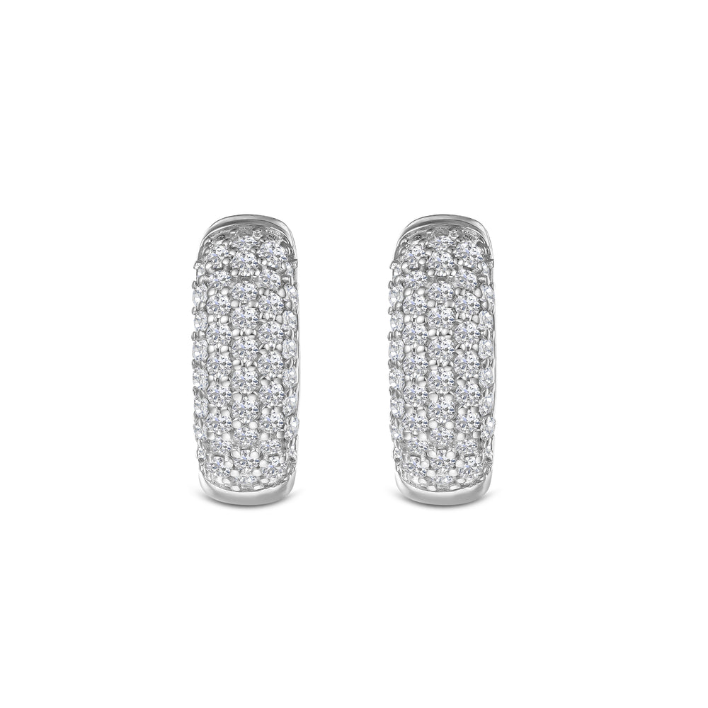 Micro Pave Huggies Lab Diamond Earrings 0.55ct in 925 Silver