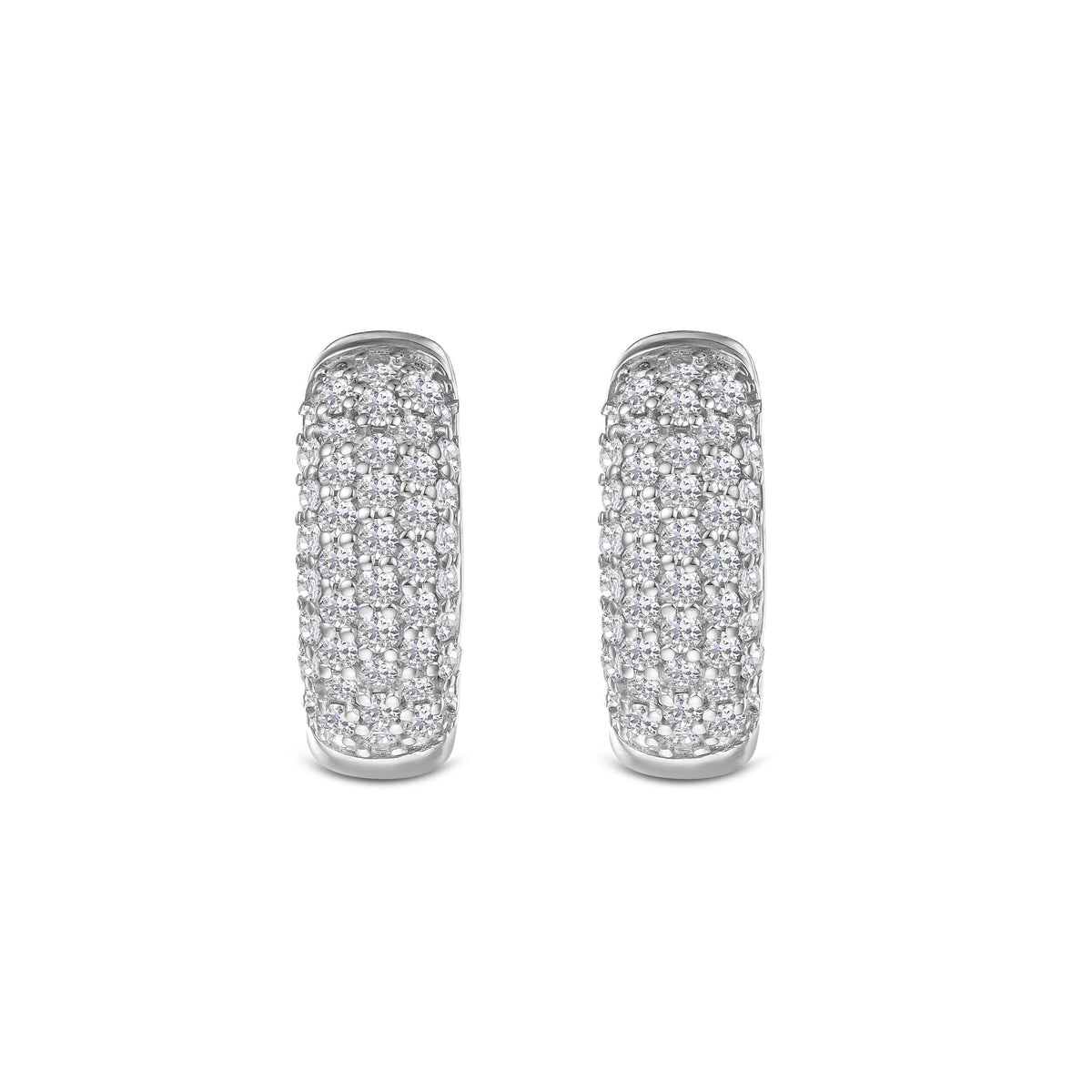Micro Pave Huggies Lab Diamond Earrings 0.55ct in 925 Silver