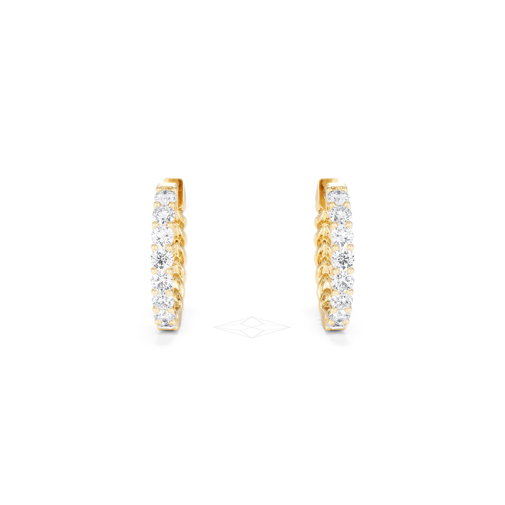 Braided 1.00ct Round Cut Lab Diamond Hoop Earrings in 9K Yellow Gold