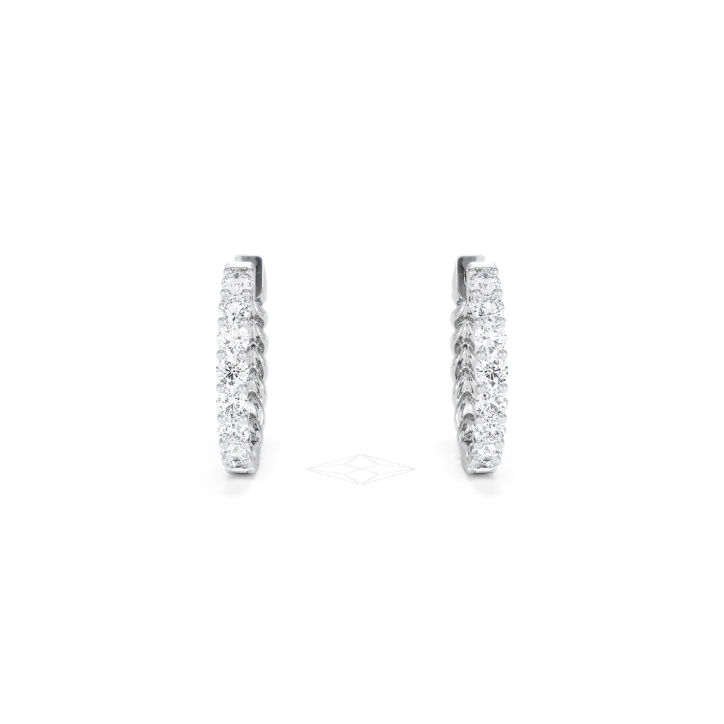 Braided 1.00ct Round Cut Lab Diamond Hoop Earrings in 9K White Gold