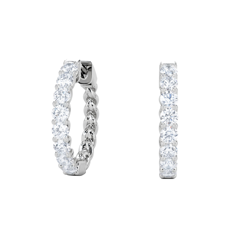 Braided 1.00ct Round Cut Lab Diamond Hoop Earrings in 9K White Gold