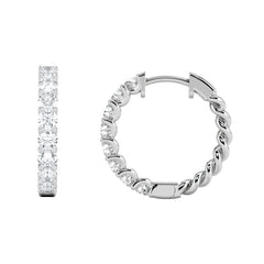 Braided 1.00ct Round Cut Lab Diamond Hoop Earrings in 9K White Gold
