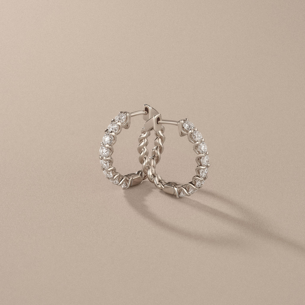 Braided 1.00ct Round Cut Lab Diamond Hoop Earrings in 9K White Gold