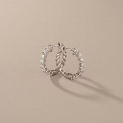Braided 1.00ct Round Cut Lab Diamond Hoop Earrings in 9K White Gold