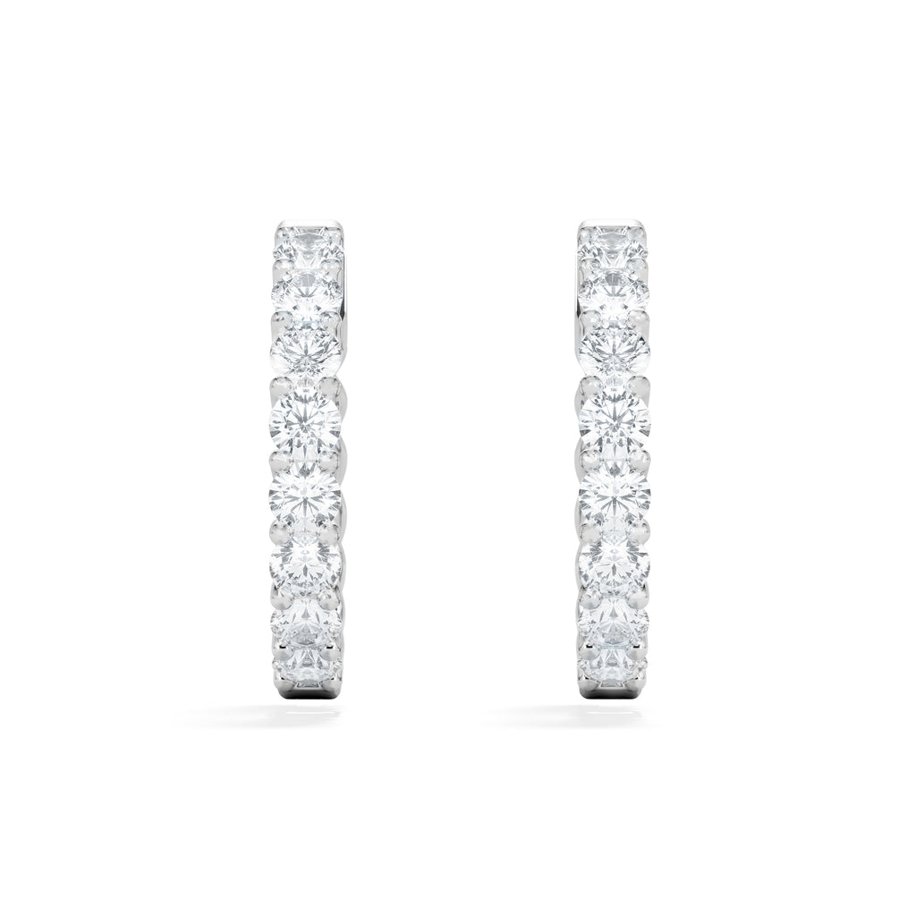 Braided 1.00ct Round Cut Lab Diamond Hoop Earrings in 9K White Gold