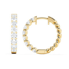 Braided 2.00ct Round Cut Lab Diamond Hoop Earrings in 9K Yellow Gold