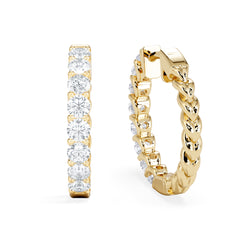 Braided 2.00ct Round Cut Lab Diamond Hoop Earrings in 9K Yellow Gold