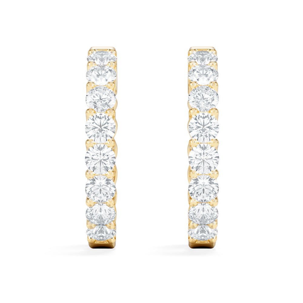 Braided 2.00ct Round Cut Lab Diamond Hoop Earrings in 9K Yellow Gold