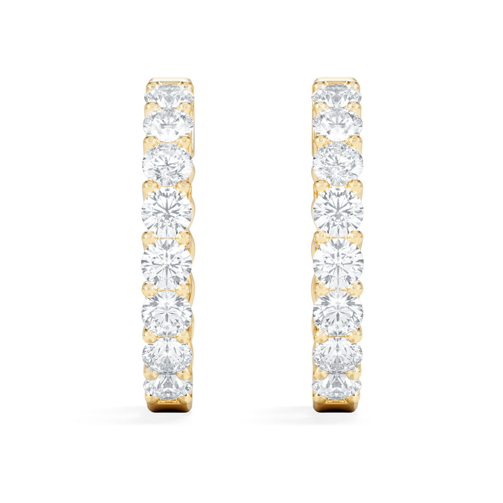 Braided 2.00ct Round Cut Lab Diamond Hoop Earrings in 9K Yellow Gold