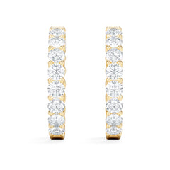Braided 2.00ct Round Cut Lab Diamond Hoop Earrings in 9K Yellow Gold