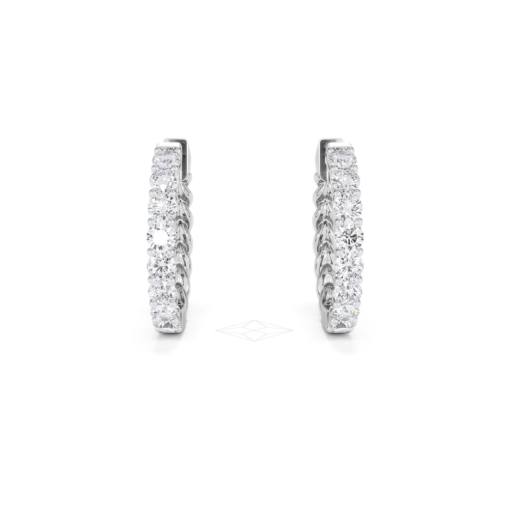 Braided 2.00ct Round Cut Lab Diamond Hoop Earrings in 9K White Gold