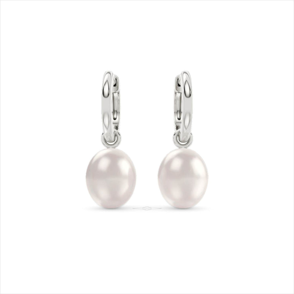 Eden 21.00ct Oval Pearl Huggie Earrings in Sterling Silver