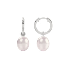Eden 11mm and 13mm Oval Pearl Huggie Earrings in Sterling Silver