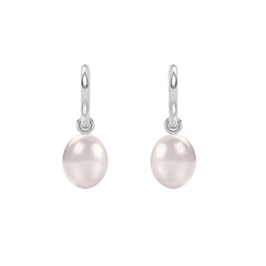 Eden 11mm and 13mm Oval Pearl Huggie Earrings in Sterling Silver