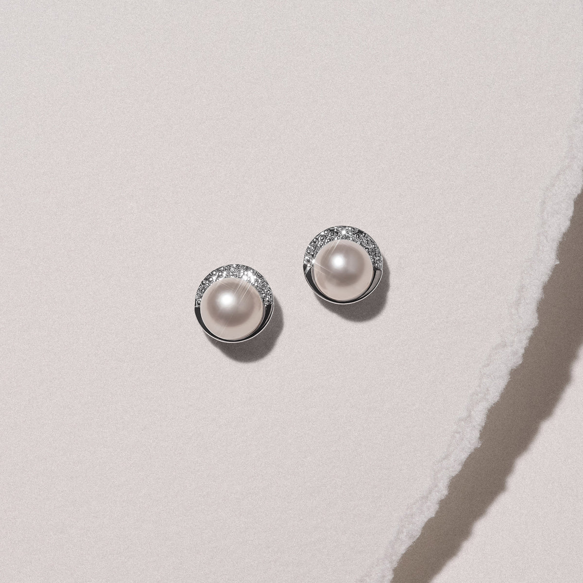 Eden 6.5mm Round Pearl and Lab Diamond Stud Earrings in Sterling Silver