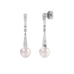 Eden 6.5mm Round Pearl and Lab Diamond Drop Earrings in Sterling Silver