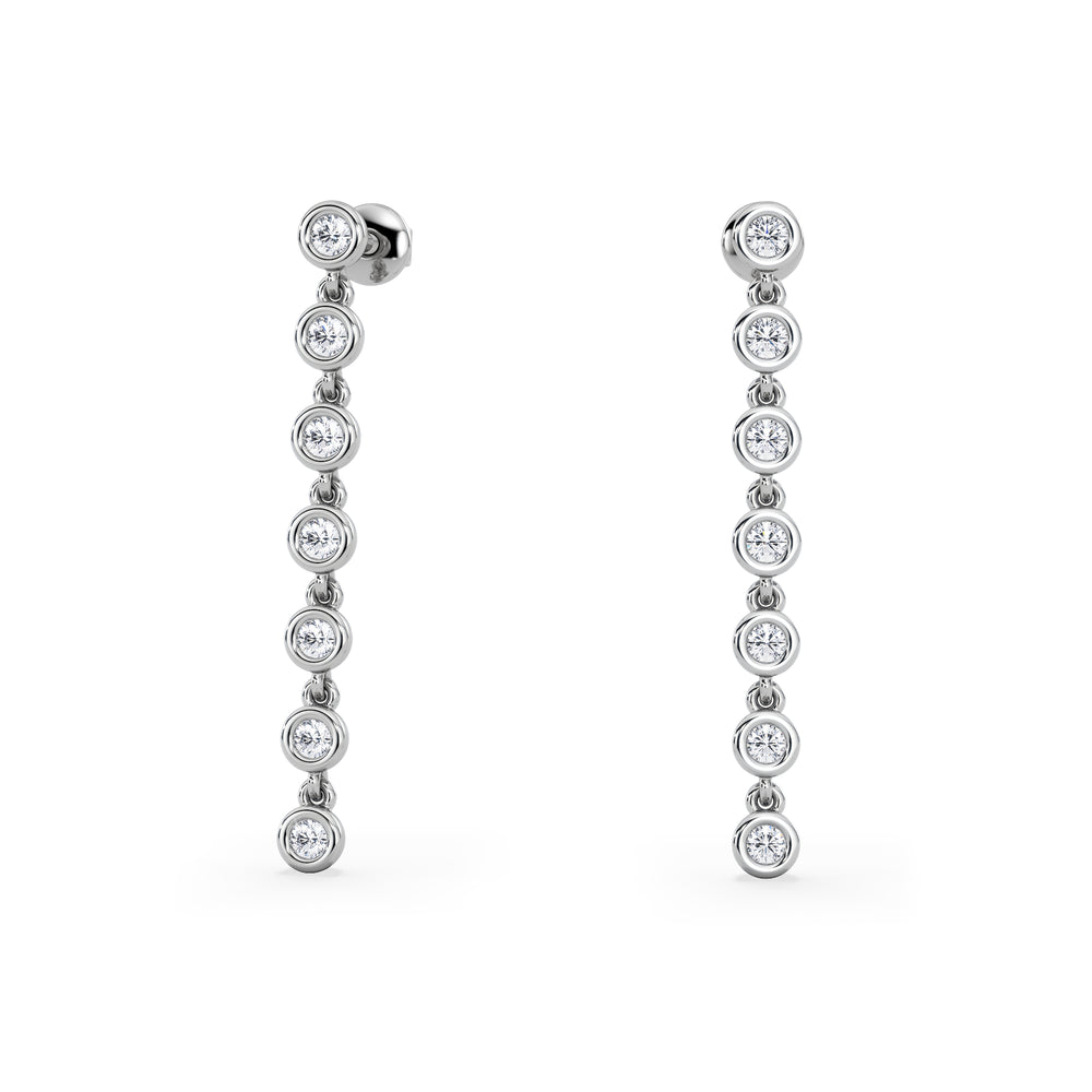 Solis 0.40ct Round Cut Lab Diamond Drop Earrings in Sterling Silver