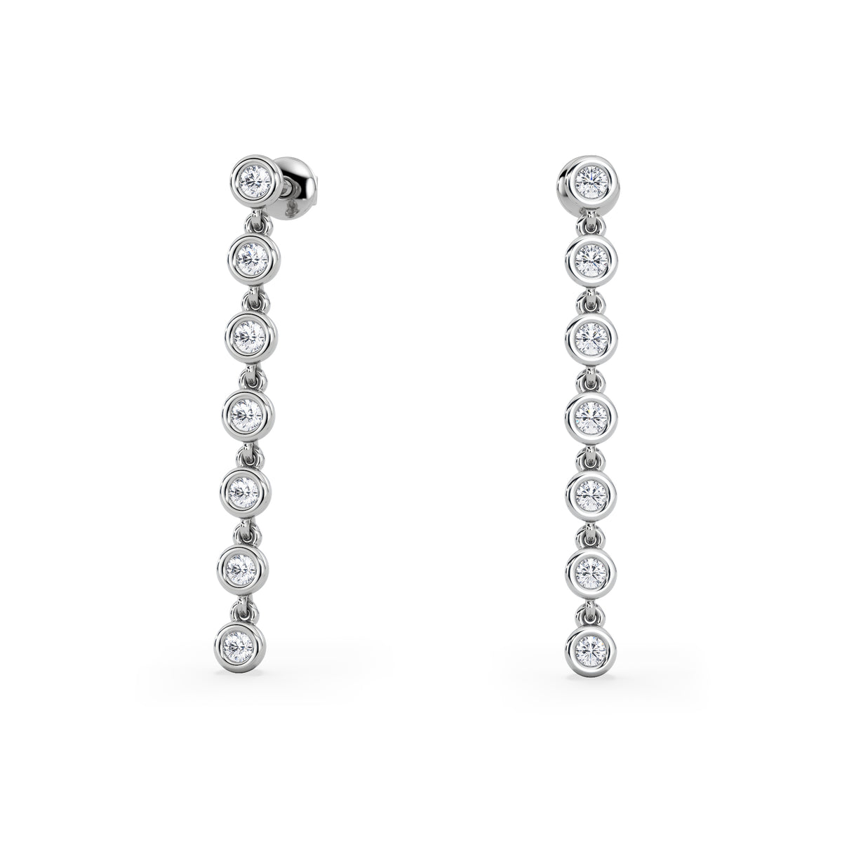 Solis 0.40ct Round Cut Lab Diamond Drop Earrings in Sterling Silver