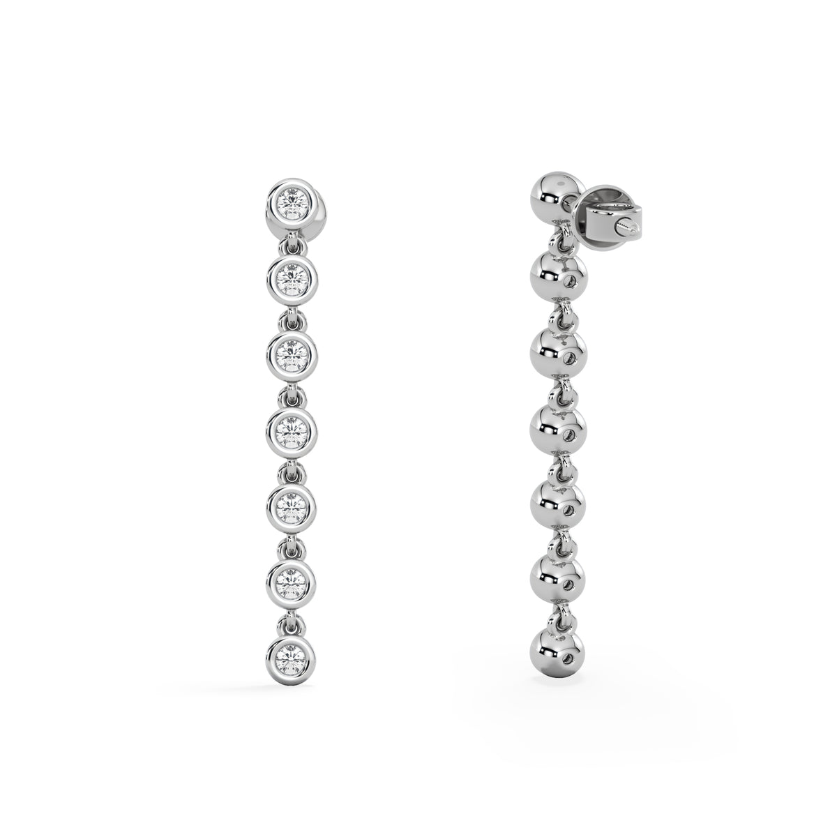 Solis 0.40ct Round Cut Lab Diamond Drop Earrings in Sterling Silver
