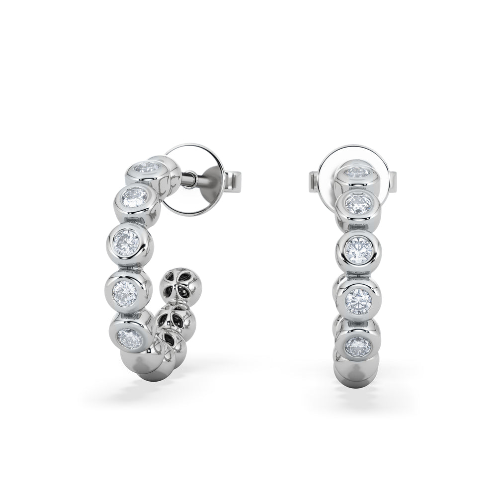 Solis 0.25ct Round Cut Lab Diamond Huggie Earrings in Sterling Silver