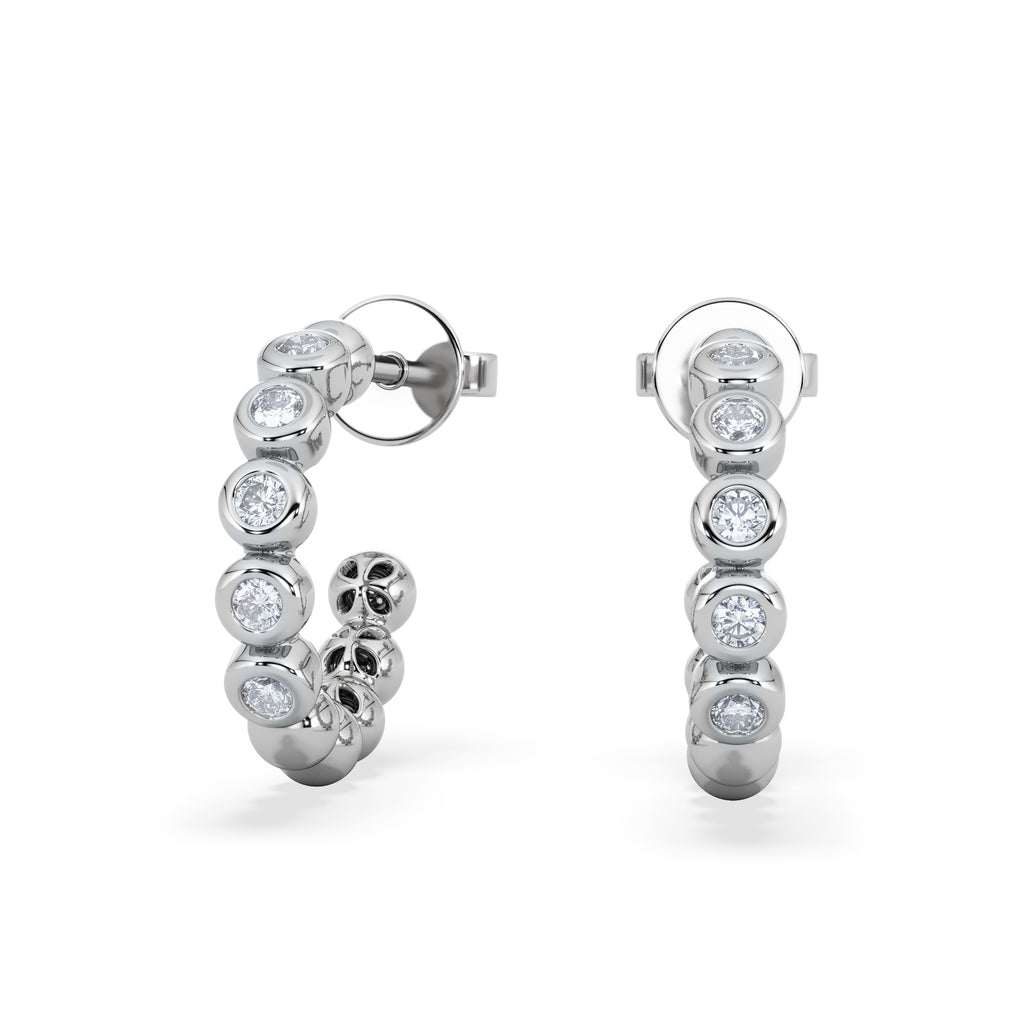 Solis 0.25ct Round Cut Lab Diamond Huggie Earrings in Sterling Silver