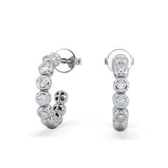 Solis 0.25ct Round Cut Lab Diamond Huggie Earrings in Sterling Silver