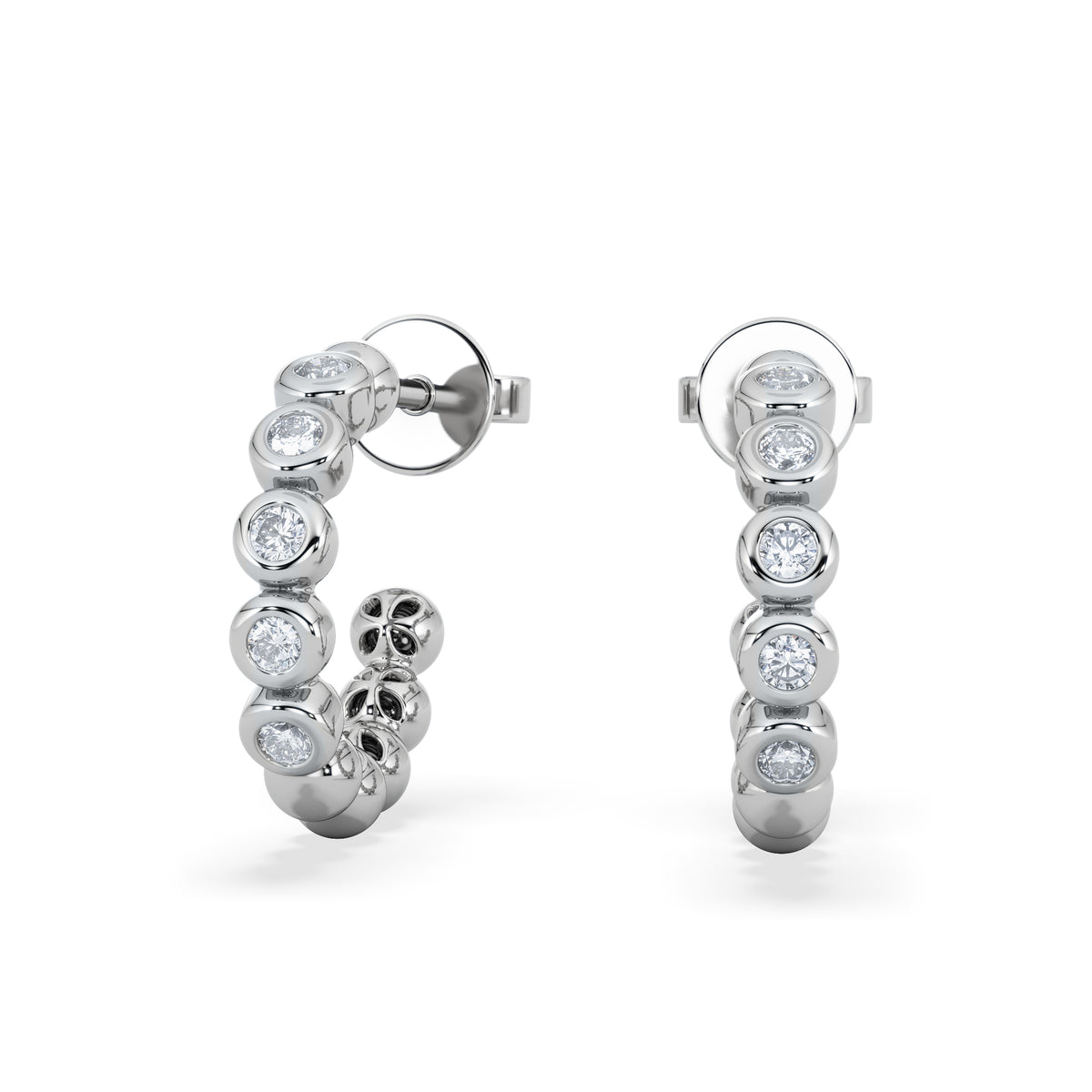 Solis 0.25ct Round Cut Lab Diamond Huggie Earrings in Sterling Silver