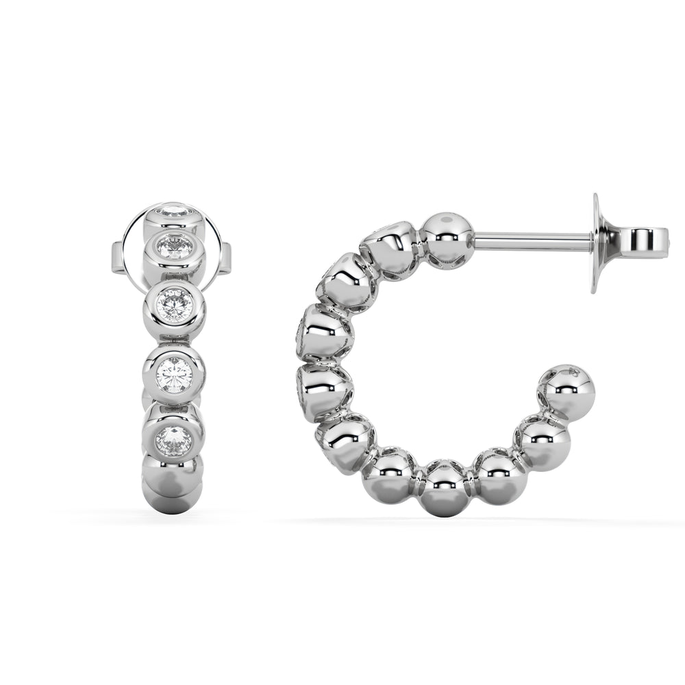 Solis 0.25ct Round Cut Lab Diamond Huggie Earrings in Sterling Silver