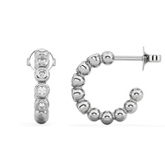 Solis 0.25ct Round Cut Lab Diamond Huggie Earrings in Sterling Silver