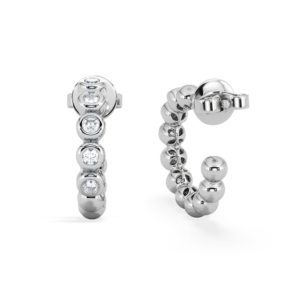 Solis 0.25ct Round Cut Lab Diamond Huggie Earrings in Sterling Silver
