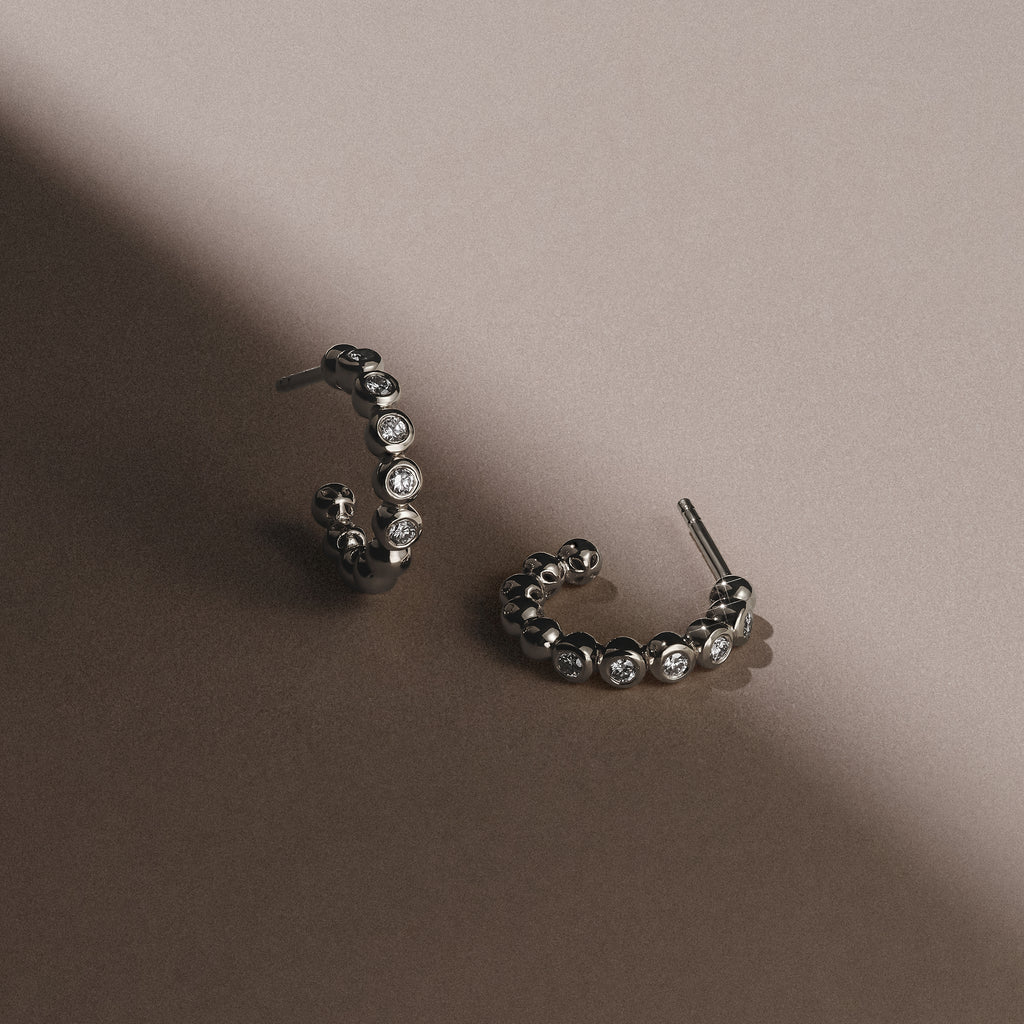 Solis 0.25ct Round Cut Lab Diamond Huggie Earrings in Sterling Silver