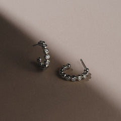 Solis 0.25ct Round Cut Lab Diamond Huggie Earrings in Sterling Silver