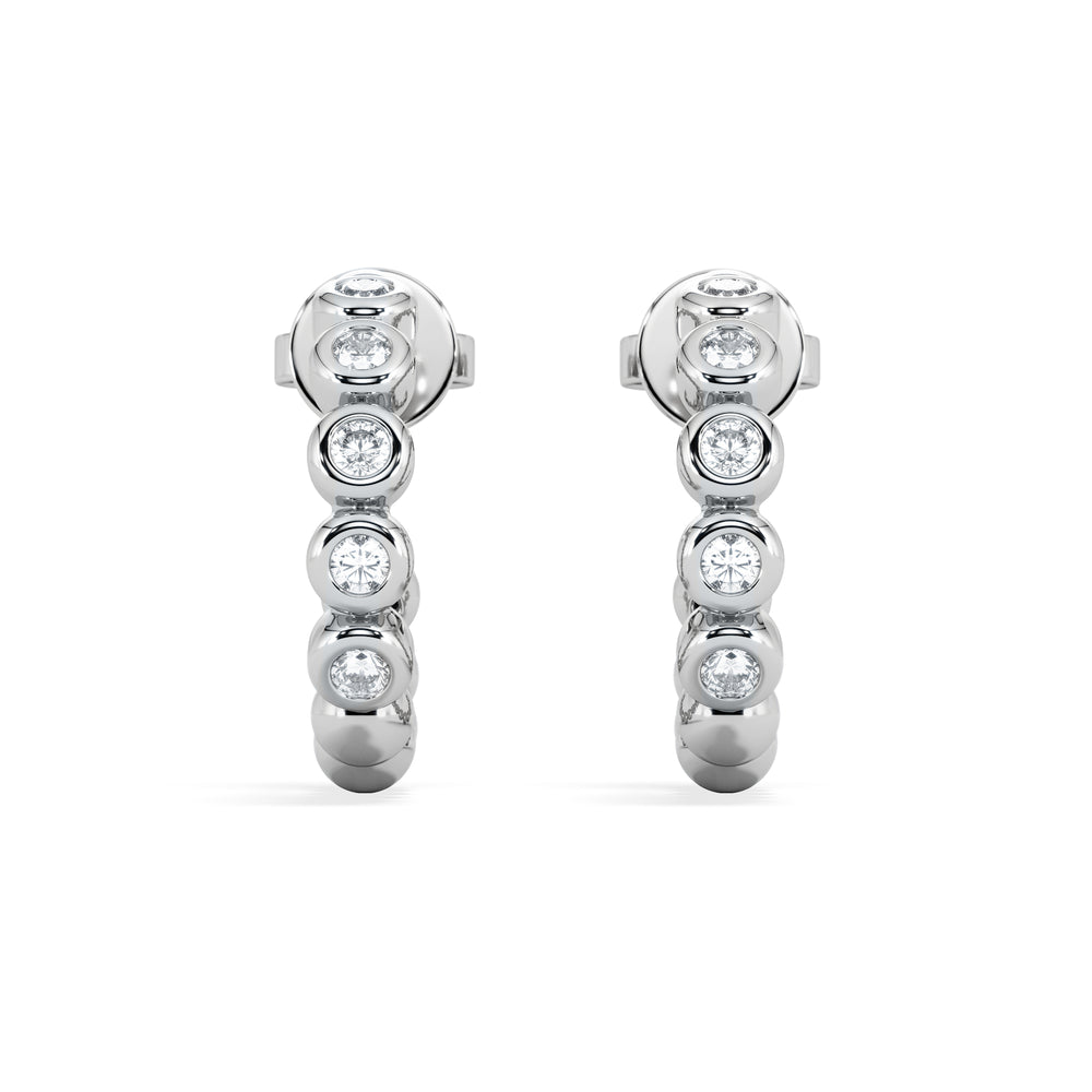 Solis 0.25ct Round Cut Lab Diamond Huggie Earrings in Sterling Silver