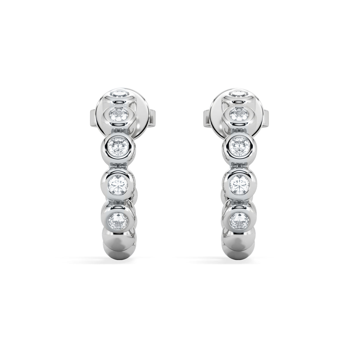 Solis 0.25ct Round Cut Lab Diamond Huggie Earrings in Sterling Silver