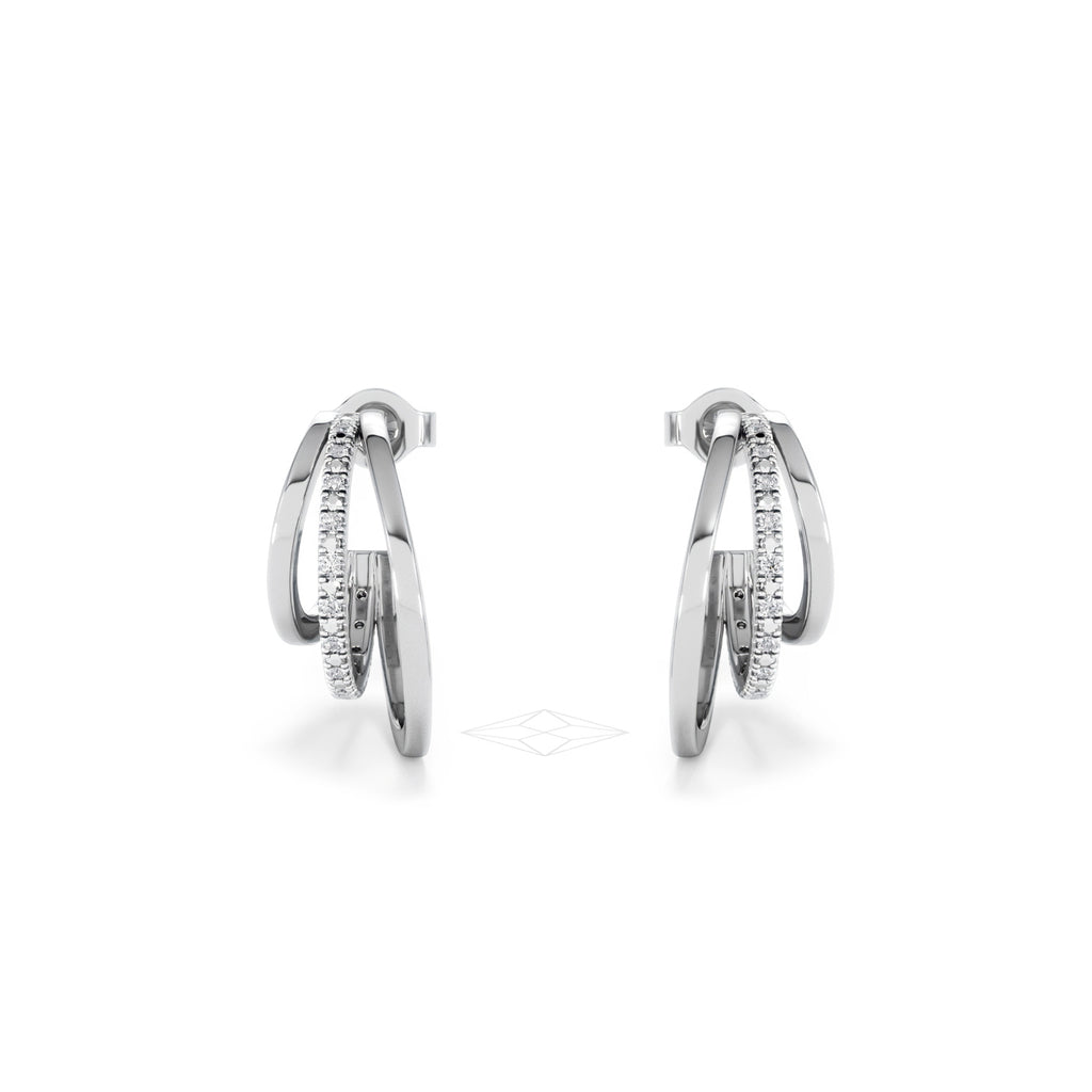 0.25ct Lab Diamond Stacked Hoop Earrings in Sterling Silver