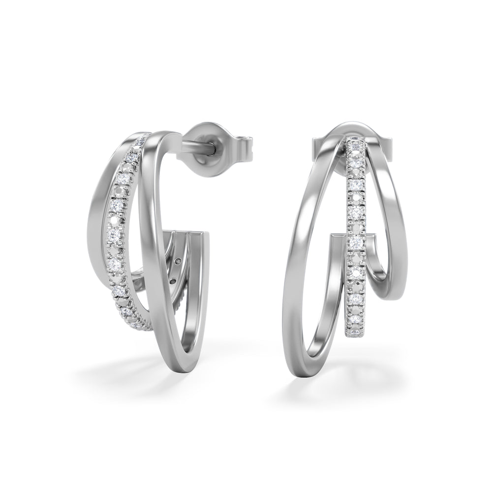 0.25ct Lab Diamond Stacked Hoop Earrings in Sterling Silver