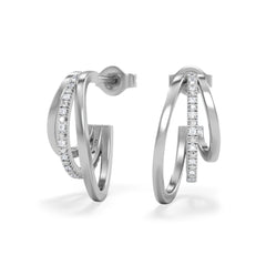 0.25ct Lab Diamond Stacked Hoop Earrings in Sterling Silver