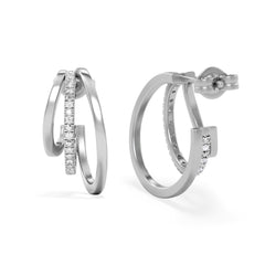 0.25ct Lab Diamond Stacked Hoop Earrings in Sterling Silver