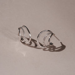 0.25ct Lab Diamond Stacked Hoop Earrings in Sterling Silver