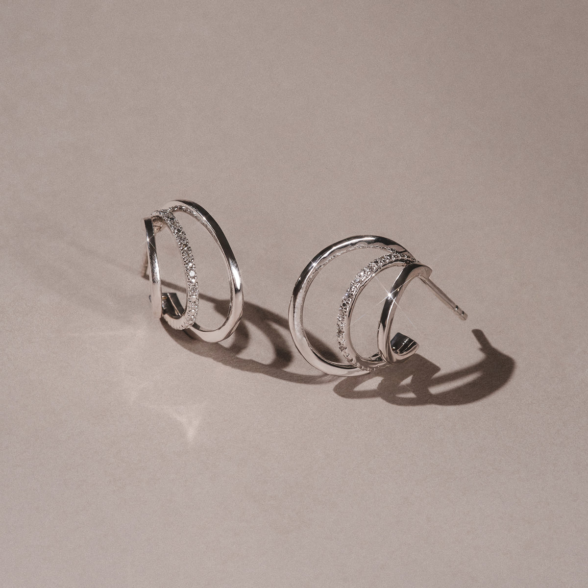 0.25ct Lab Diamond Stacked Hoop Earrings in Sterling Silver