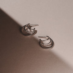 0.25ct Lab Diamond Stacked Hoop Earrings in Sterling Silver