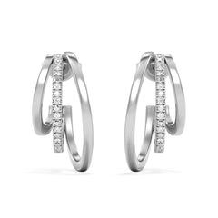 0.25ct Lab Diamond Stacked Hoop Earrings in Sterling Silver