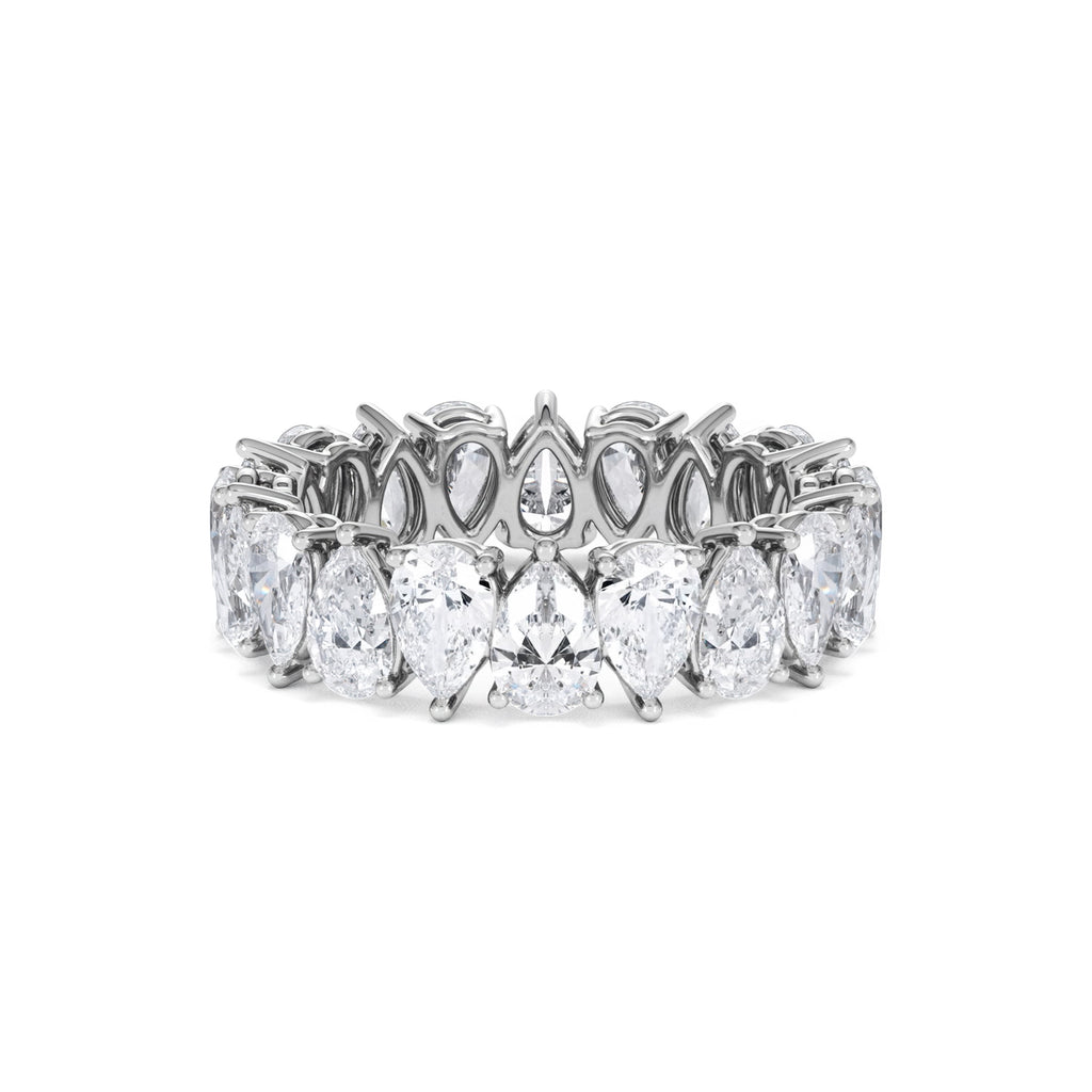 LUXE 4.00ct Lab Diamond Eternity Ring with IGI Certified Pear-Cut Diamonds in 18K White Gold