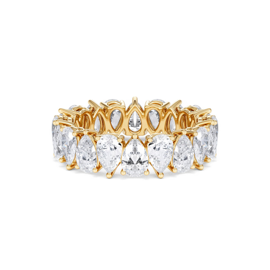 LUXE 4.00ct Lab Diamond Eternity Ring with IGI Certified Pear-Cut Diamonds in 18K Yellow Gold