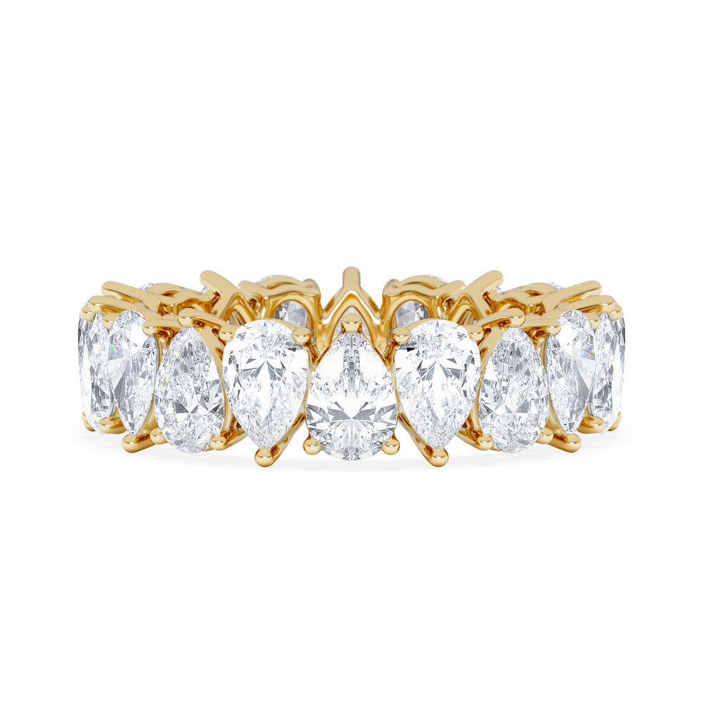 LUXE 4.00ct Lab Diamond Eternity Ring with IGI Certified Pear-Cut Diamonds in 18K Yellow Gold